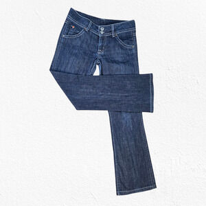 Hudson Jeans Dark Wash Signature Boot Cut Low Rise Womens Wide Leg Jeans Size 28